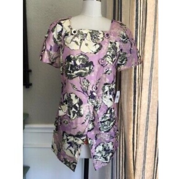 NWT VERA WANG LAVENDER Brocade Floral Long Jacket Size 8